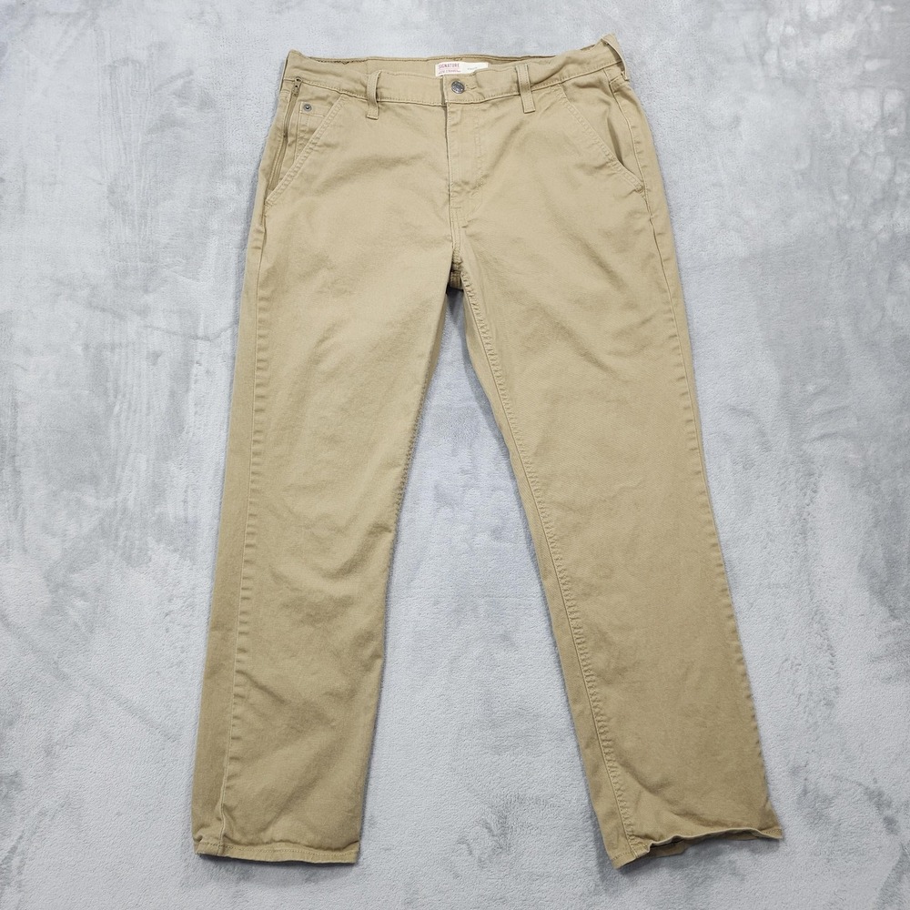 Signature By Levi Strauss Jeans Mens 33x30 Beige Athletic Fit Stretch Denim
